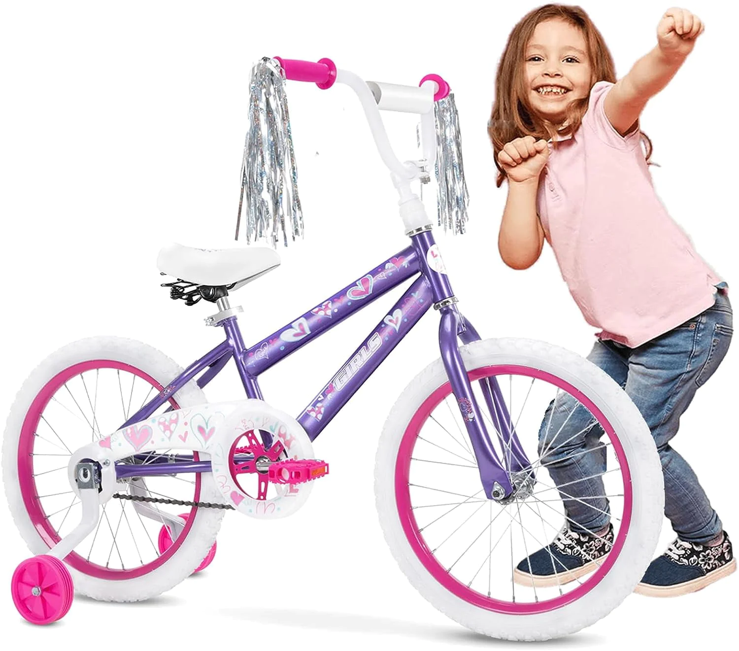Inolait Kids Bike, 18 Inch Toddlers Bike with Removable Training Wheels, Adjustable Seat and Handlebar, Children's Bicycle for Girls Age 3-8 Years Old