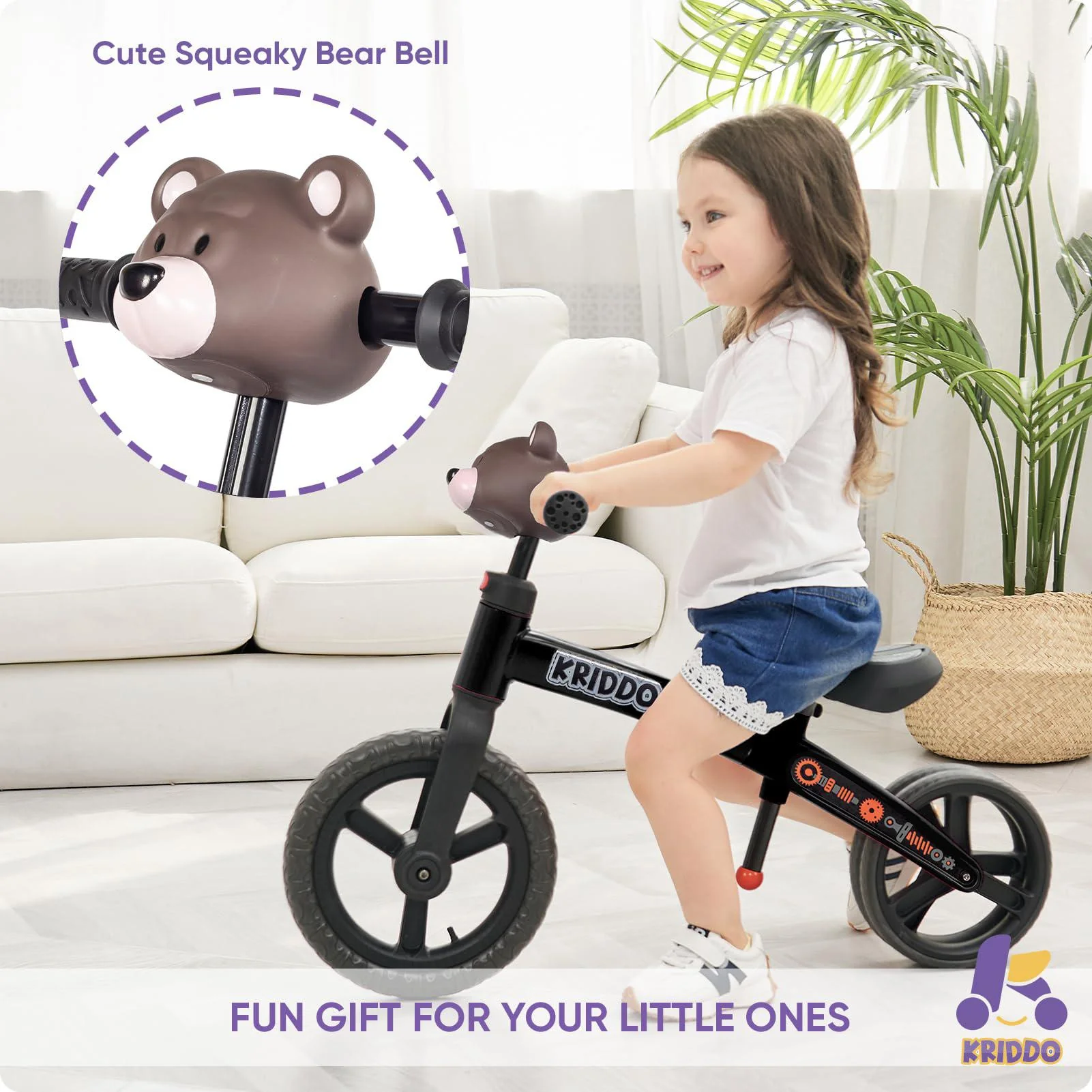 kriddo toddler balance bike 2 year old, age 24 months to 5 years old, modern style, early learning interactive push bicycle,