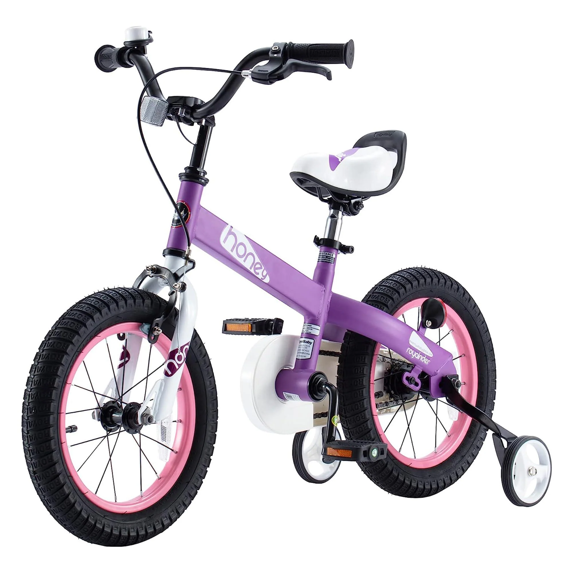 royalbaby honey boys girls kids bike bicycles with training wheels child bicycle 14 inch purple