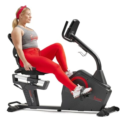 Sunny Health & Fitness Premium Magnetic Resistance Smart Recumbent Bike with Exclusive SunnyFit App - Gray