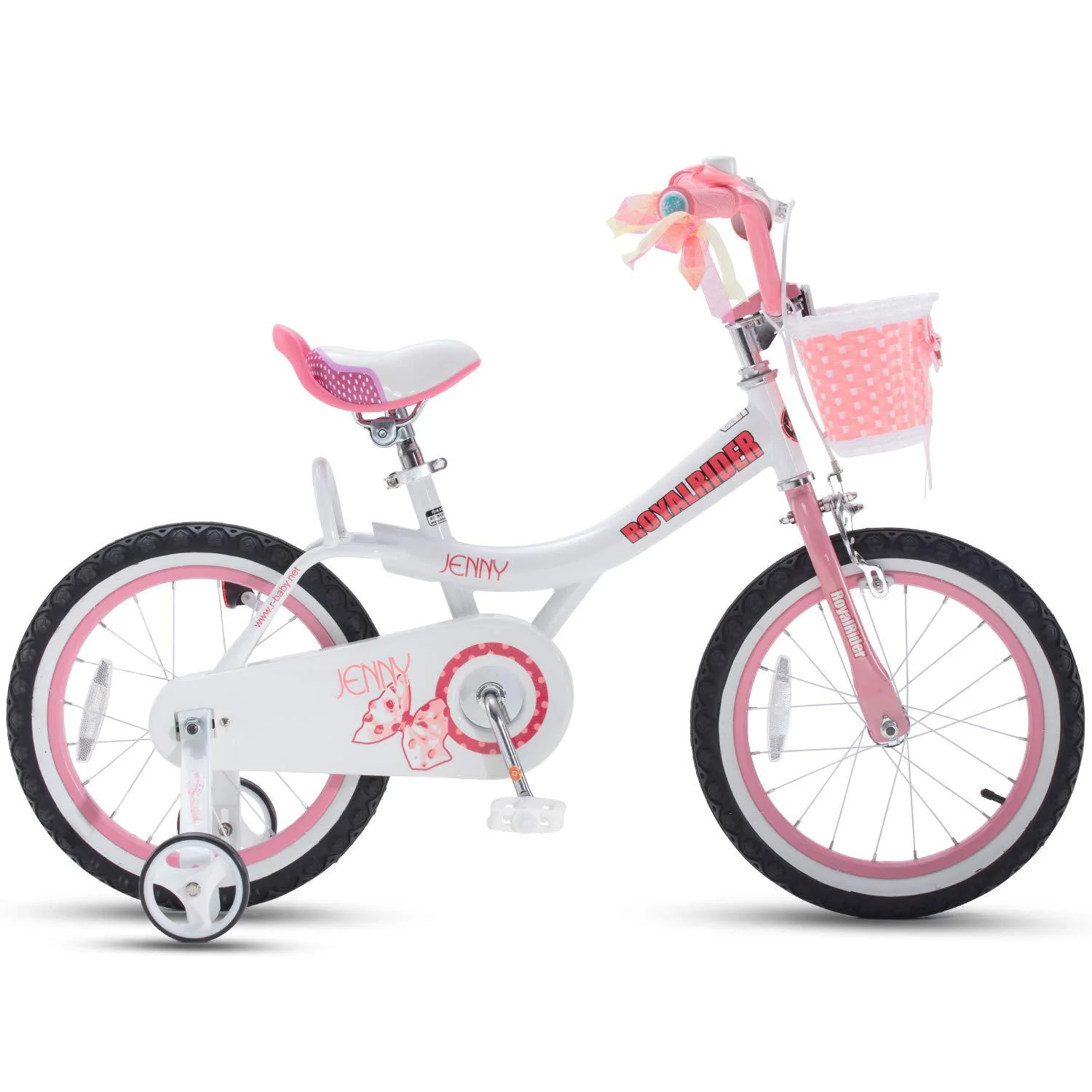 royalbaby kids girls bike bicycle with basket training wheels kickstand 16 inch jenny white