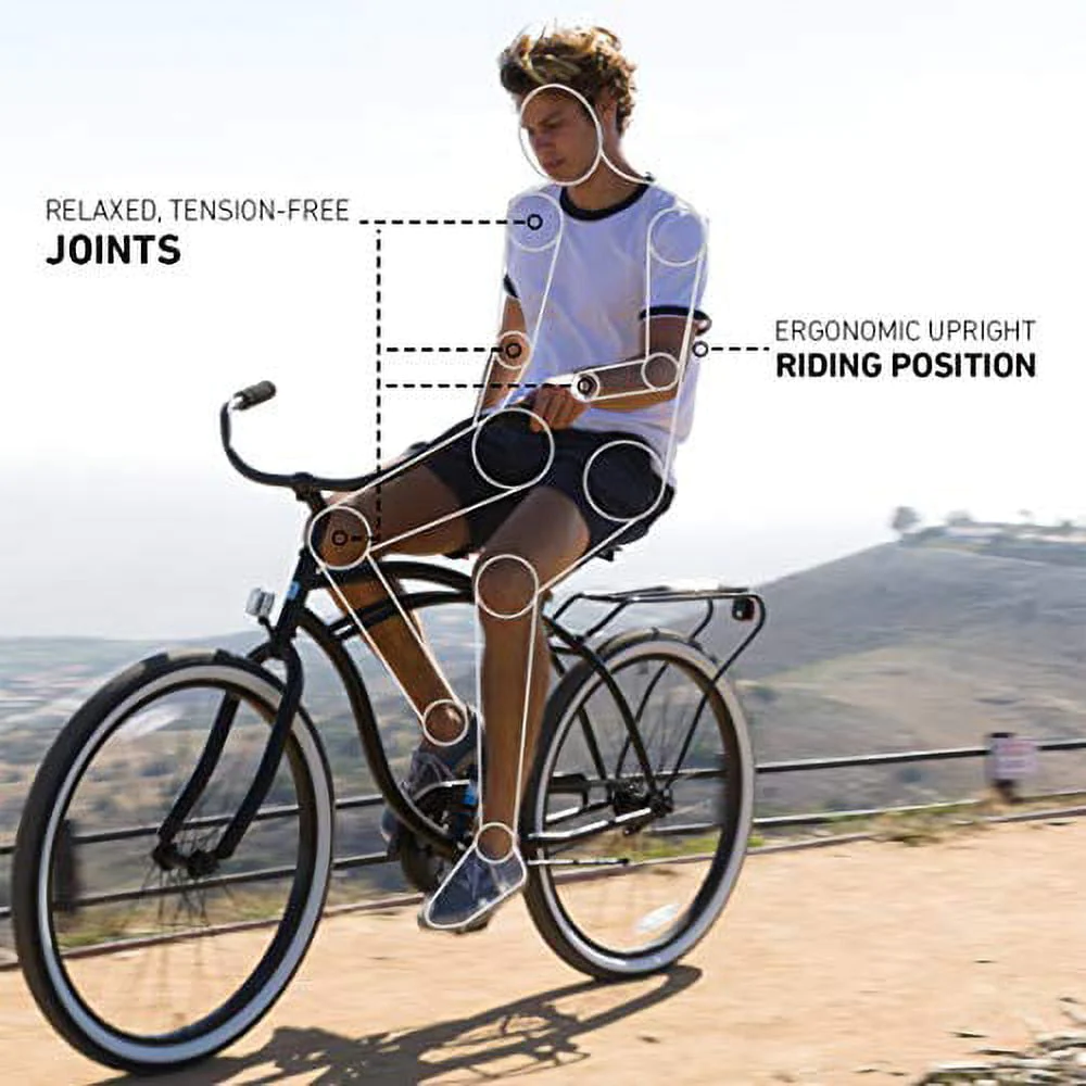 sixthreezero Around the Block Men's 7-Speed Beach Cruiser Bicycle, 26 In. Wheels, Matte Gray