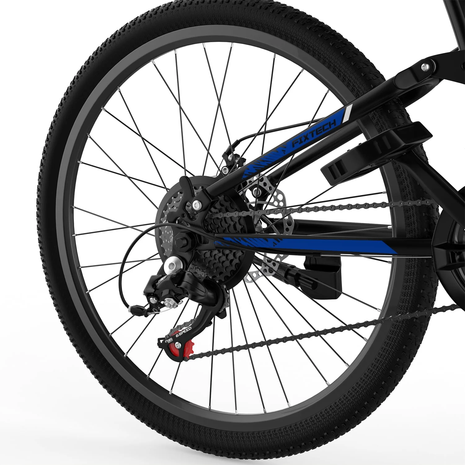 Fixtech 26-inch Mountain Bike with Full Suspension Frame, 21 Speed, Black/Blue