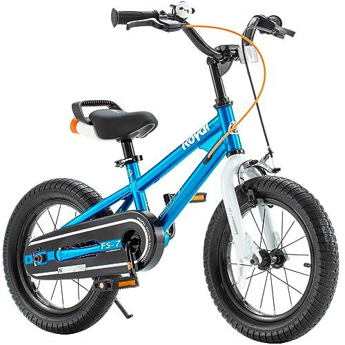 royalbaby freestyle 7 kids bike toddlers 14 inch wheel dual handbrakes bicycle beginners boys girls ages 3-5 years, kickstand