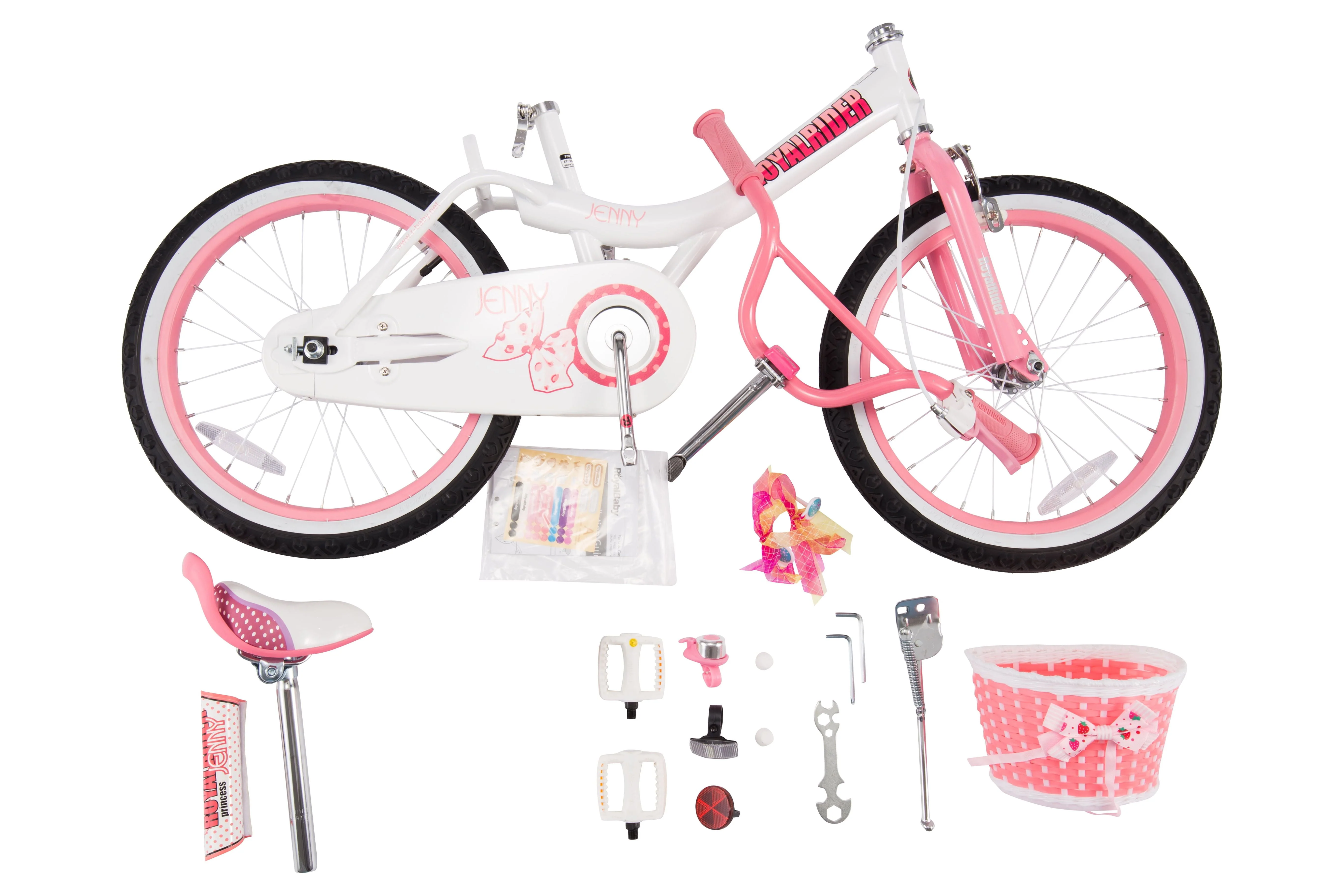 RoyalBaby Jenny Princess 18 inch Girl's Bicycle, White & Pink