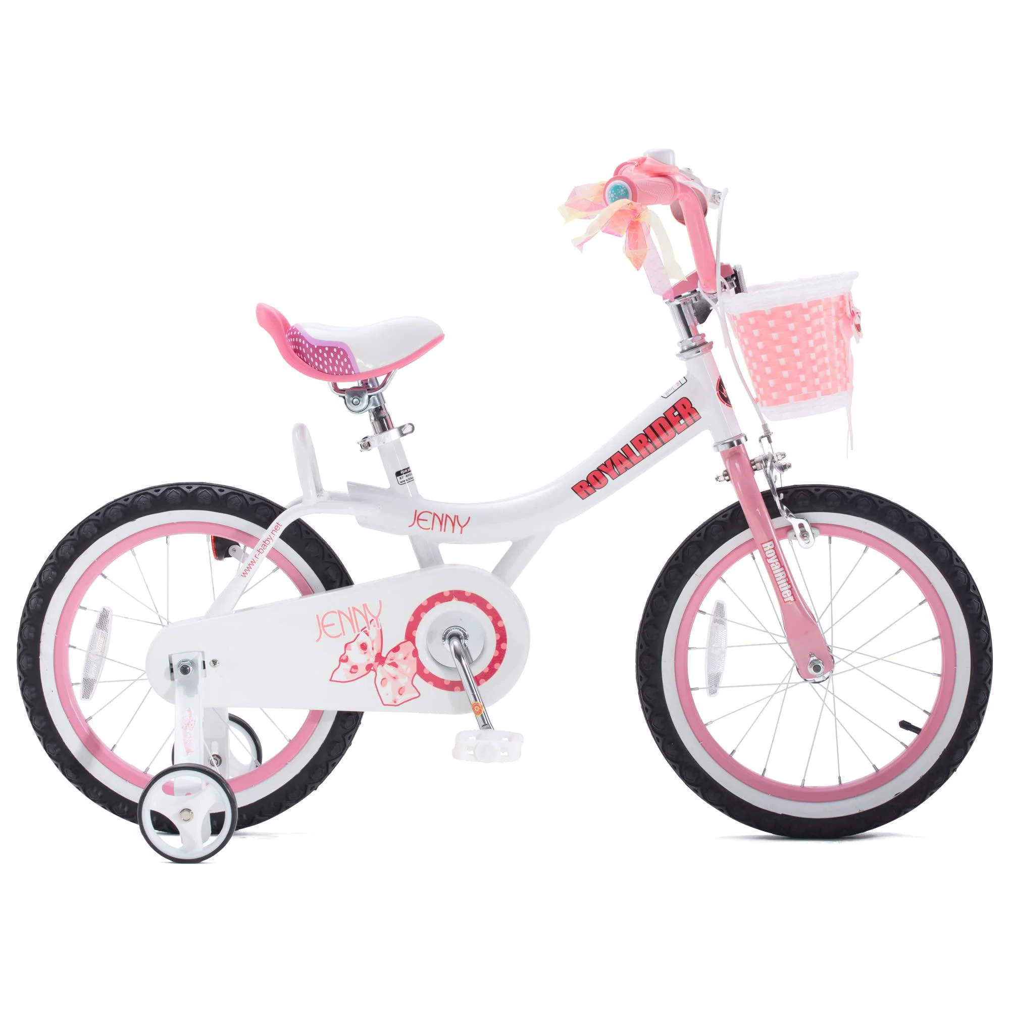 royalbaby kids girls bike bicycle with basket training wheels 14 inch jenny white