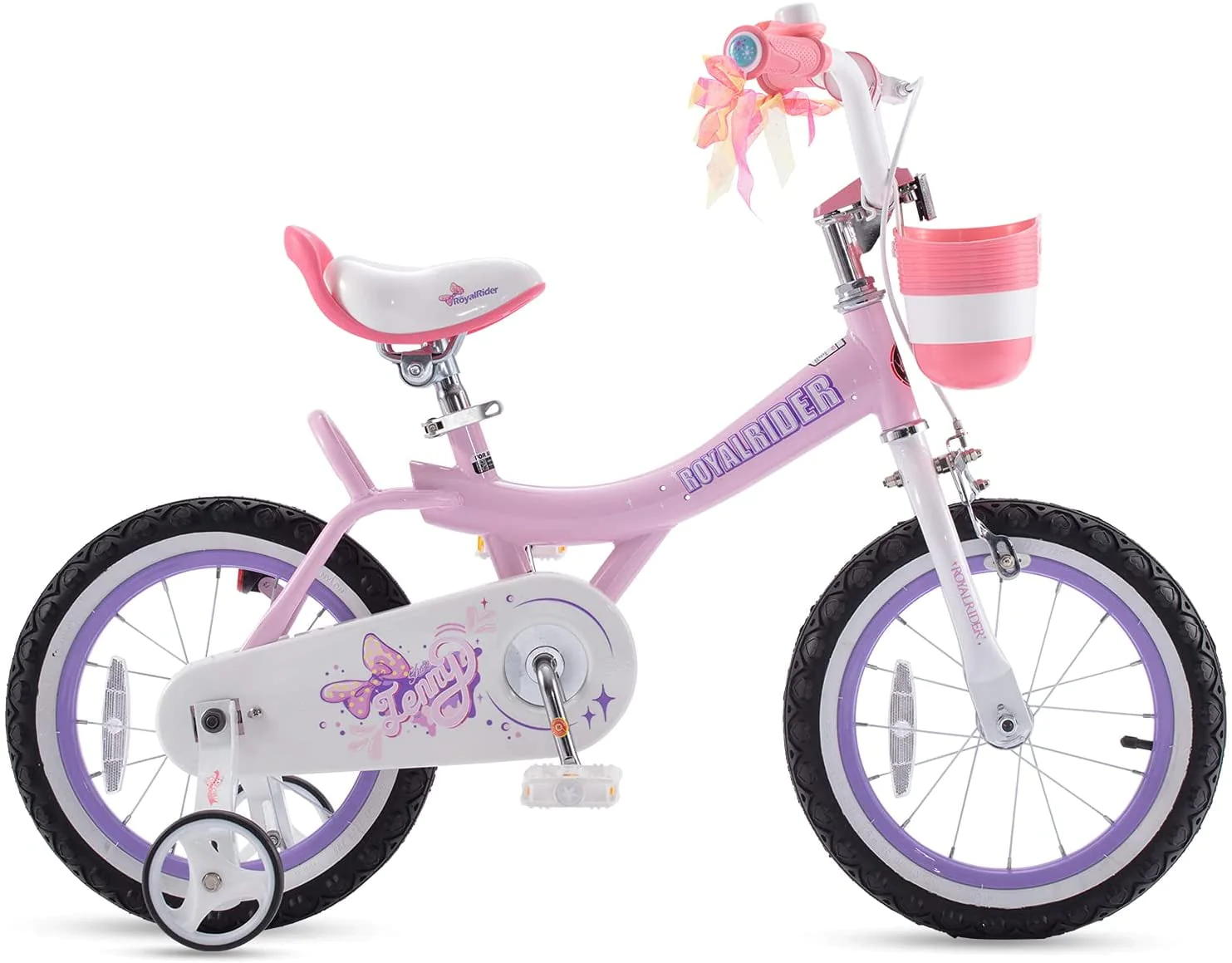Royalbaby Jenny Girl's Kid's 14 In. Children's Beginner with Bicycle Training Wheels Basket , EL Pink