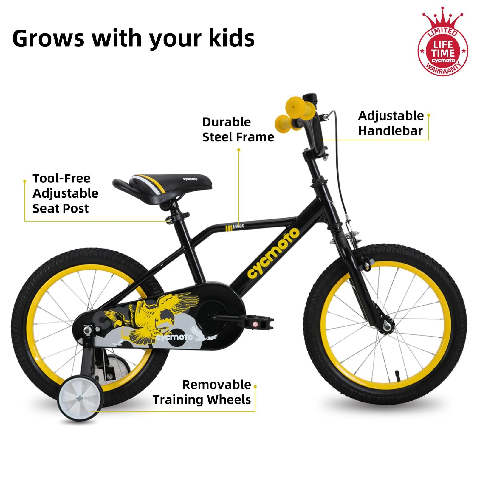 joystar 16 inch kids bike for 4-7 years old boys toddler bike with training wheels and hand brake kids bicycle black