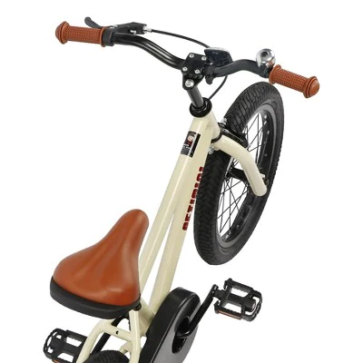 Petimini BP1001YD-4 16 Inch BMX Style Kids Bike with Removable Training Wheels and Rear Coaster Brakes for Kids 4-7 Years Old, Beige