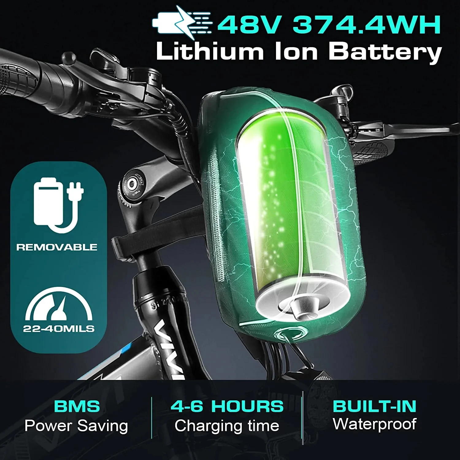 Vivi Electric Bike 26'' Folding Electric Mountain Bike 500W Full Suspension Electric Bike 21 Speed with Cruise Control, 48V Removable Battery, Up to 20MPH & 50 Miles