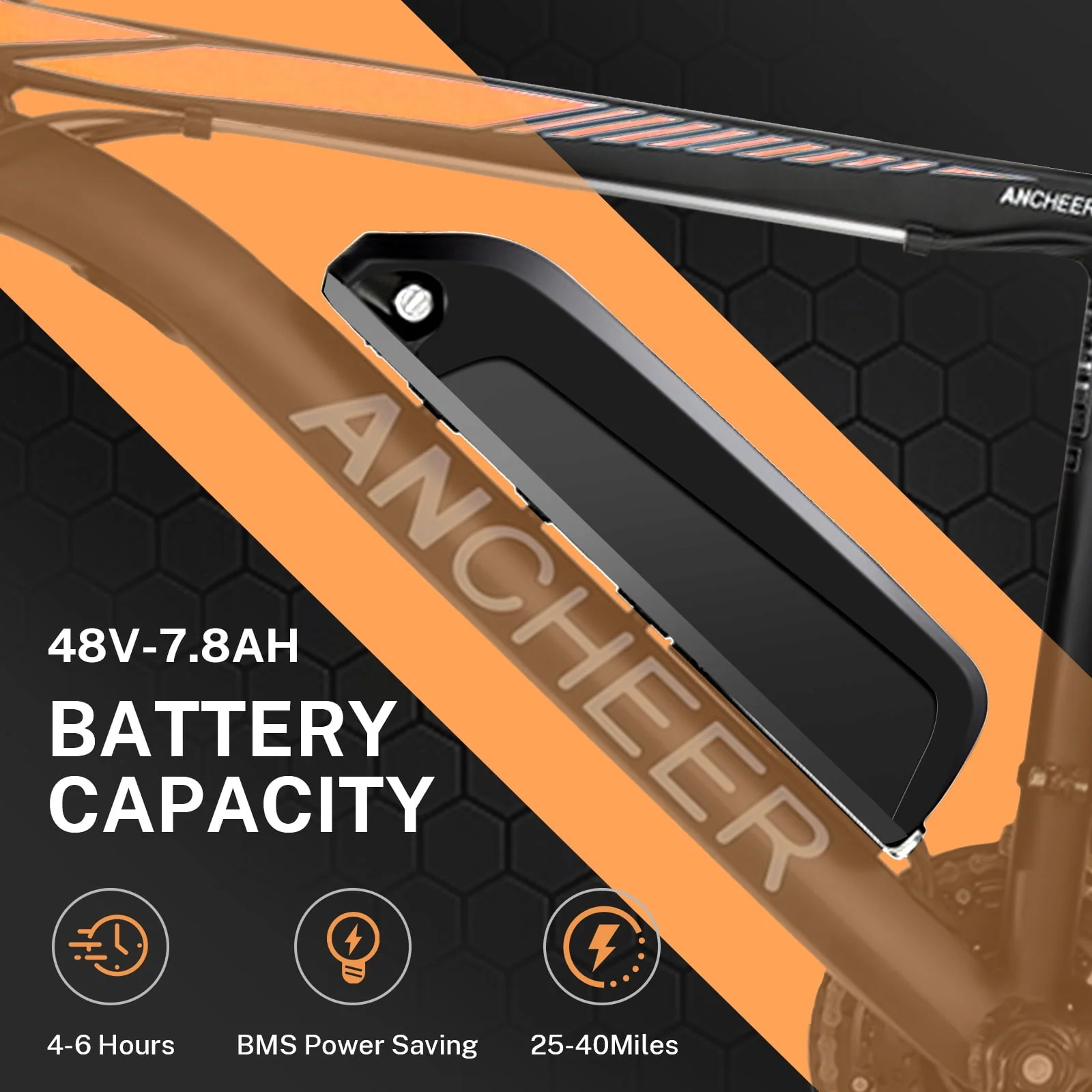 ANCHEER 26'' Electric Bike Adults/Electric Mountain Bike with 500W Motor, Up to 50 Miles commuter Ebike/Electric Bicycle with Removable 48V-7.8Ah Battery