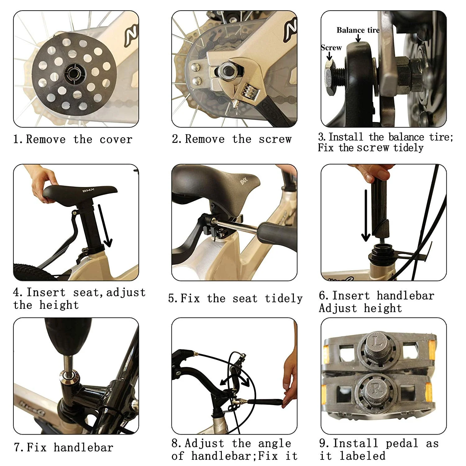 NiceC 14 In. BMX Kids Bicycle, Black