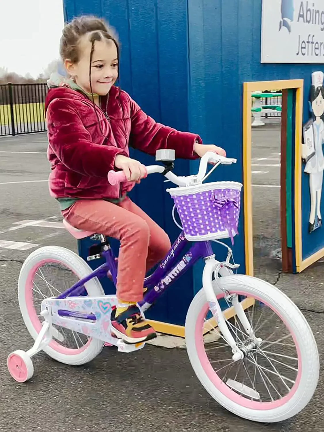 JOYSTAR Angel Girls Bike for Toddlers and Kids Ages 2-9 Years Old, 12 14 16 18 Inch Kids Bike with Training Wheels & Basket, 18 in Girl Bicycle with Handbrake & Kickstand