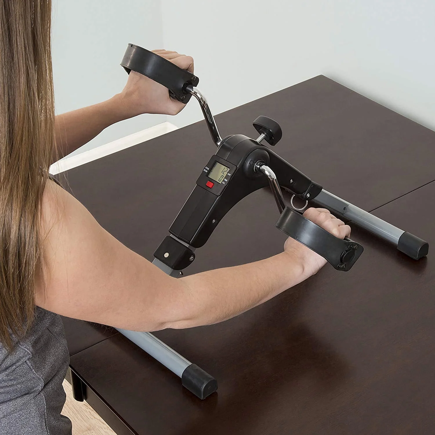 iMountek Foldable Exercise Pedal Mini Stepper Cycle Bike Fitness Leg and Arm Aerobic Trainer Home Office Gym LCD Display