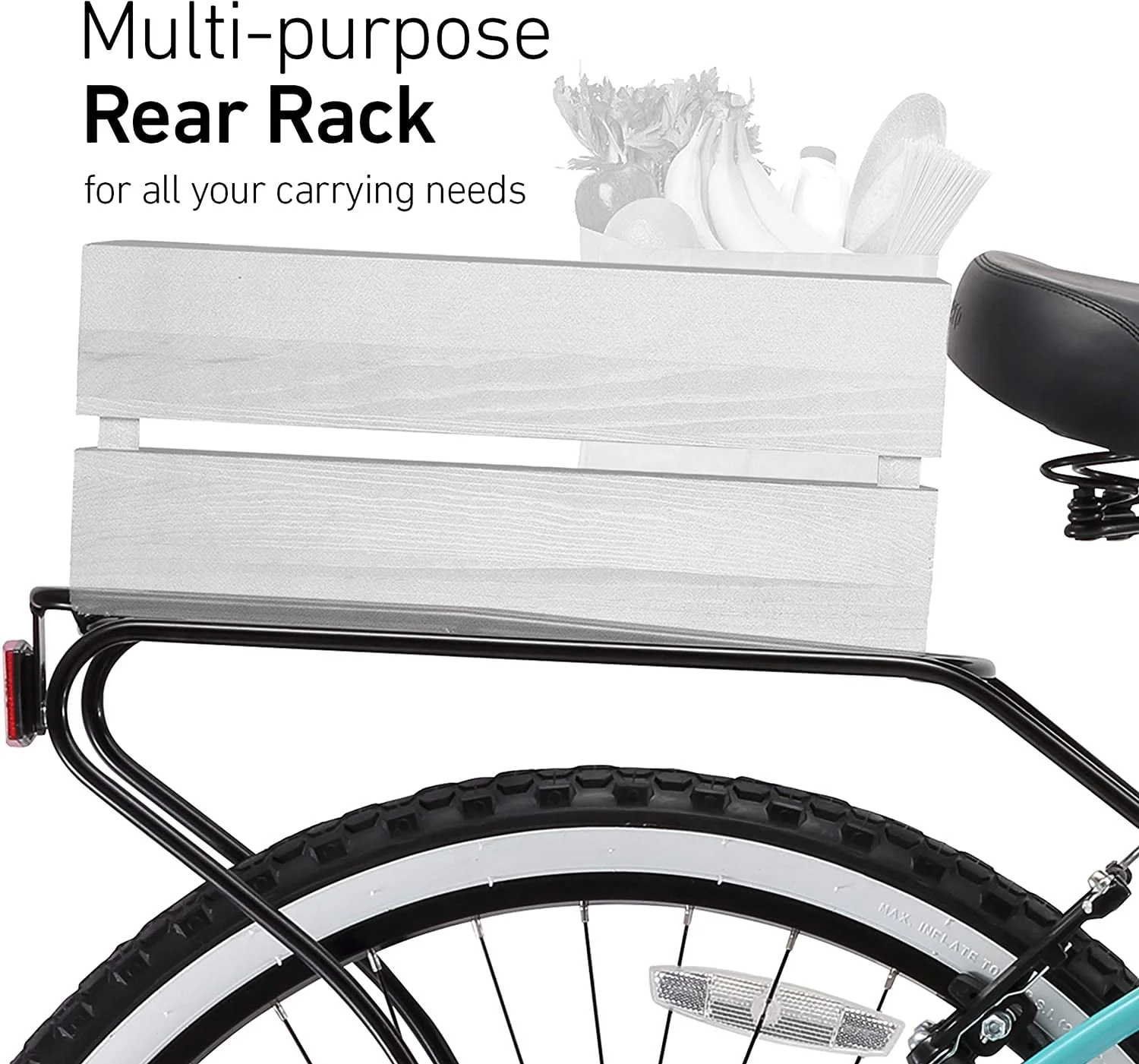 sixthreezero Around the Block Women's 7-Speed New Beach Cruiser Bicycle with Rear Rack, 26 In. Wheels, Cream Coffee with Brown Seat and Grips