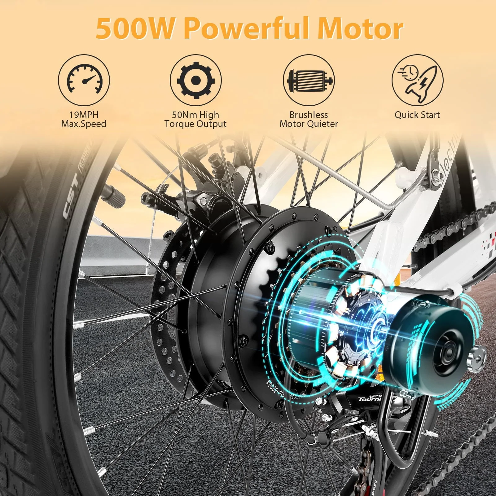 Gocio 500W Folding Electric Bike, 20'' Electric Commuter Bike, Aluminum Alloy Lightweight Electric Bicycle, Ebike Built-in 48V 7.8Ah Removable Lithium-Ion Battery, Urban Electric Bikes for Adults