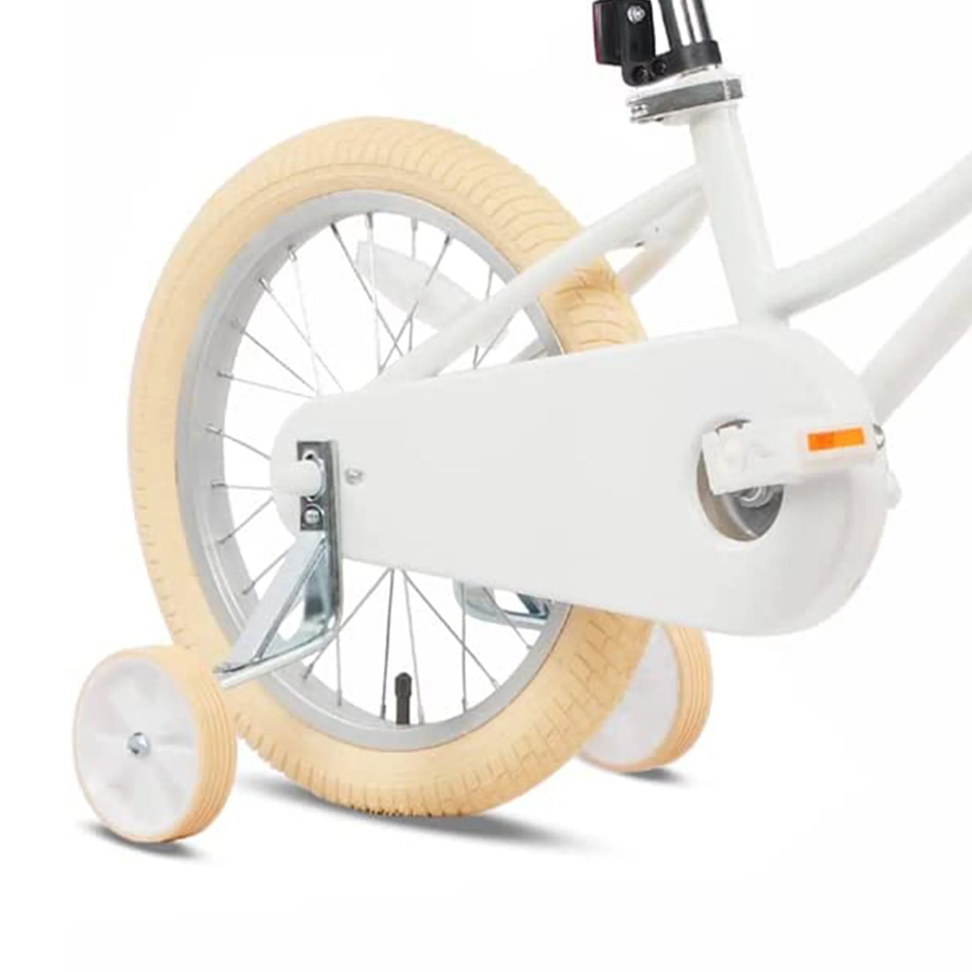 Petimini 16 Inch Child Bicycle w/ Basket, Bell, and Training Wheels, White