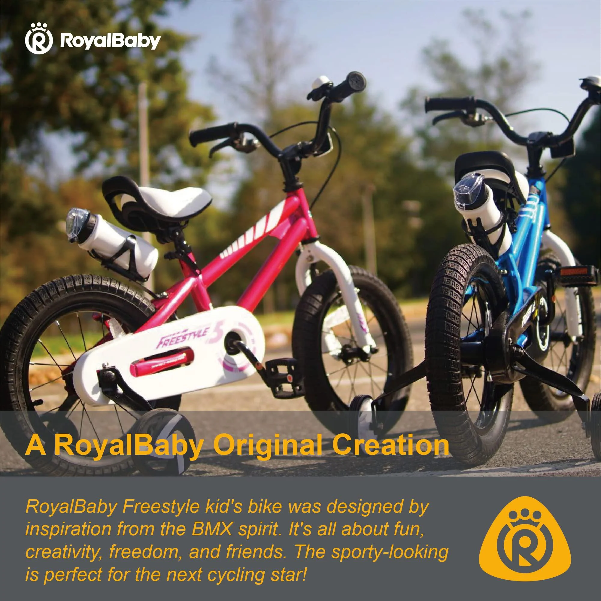 royalbaby freestyle toddlers kids bike girls 12 inch childrens learning bicycle with training wheels for beginners ages 3-4 y