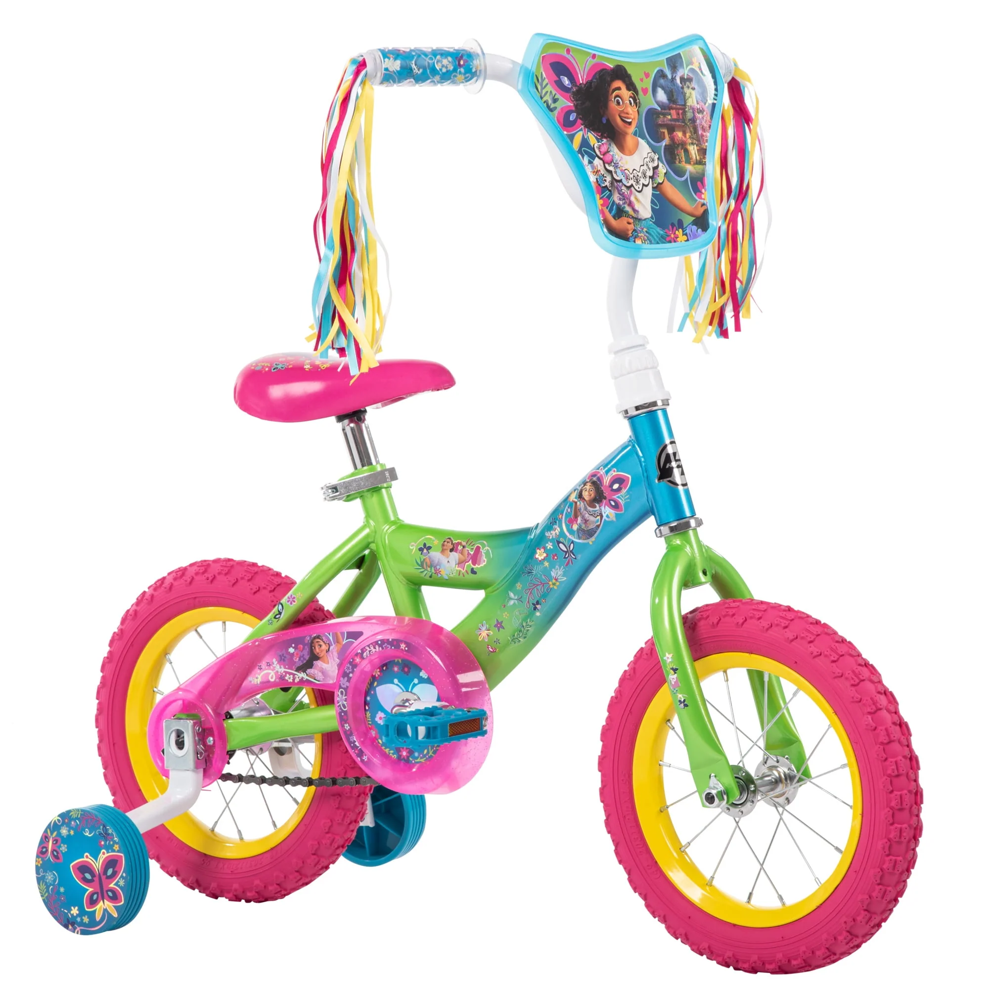 Encanto 12-inch Bike for Girls, Pink/Green/Blue, by Huffy