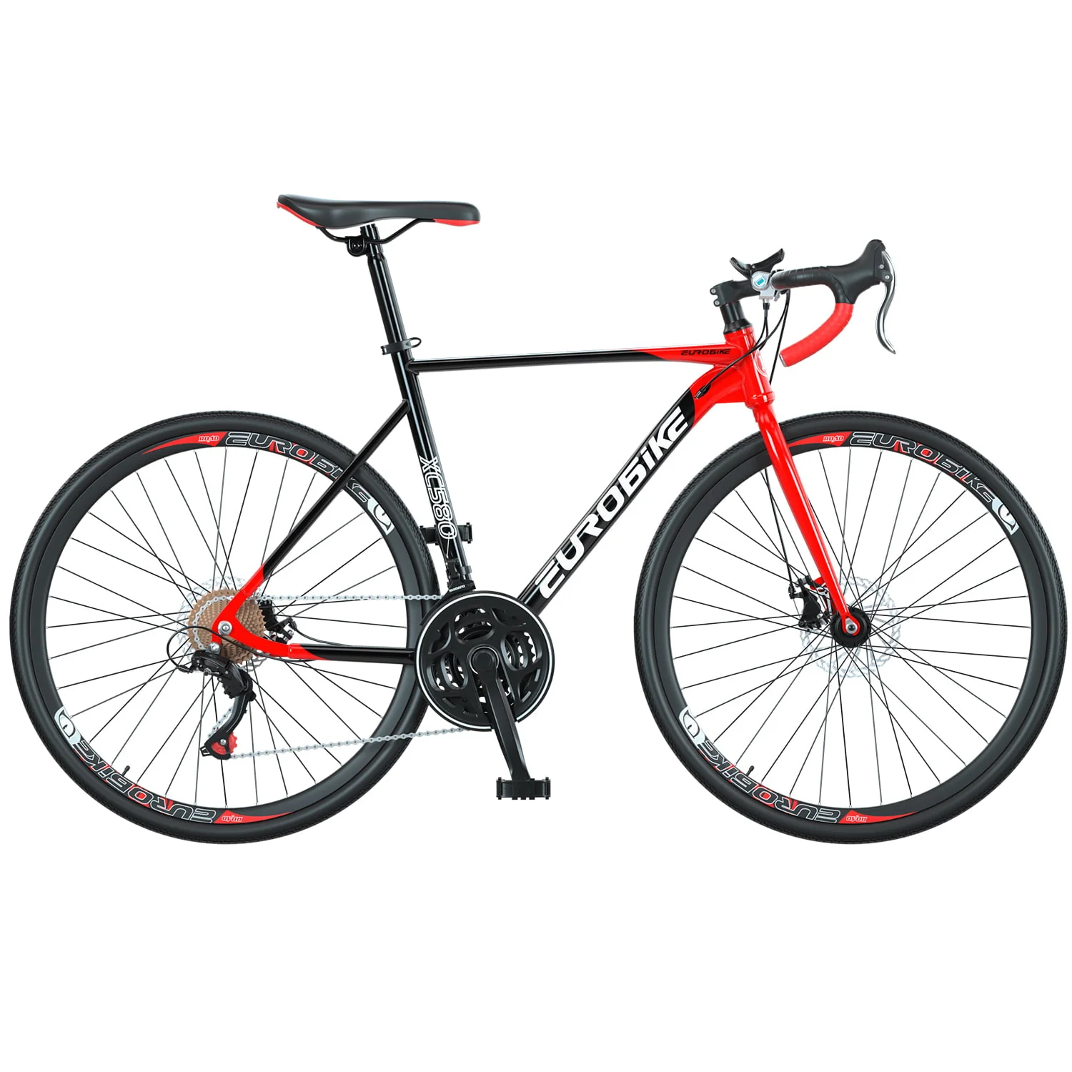 Gravel Bike Eurobike XC580 Road Bike Mens 54cm Frame Bicycle 700C*35C Wheels Commuter Bicycles Large Adult Red