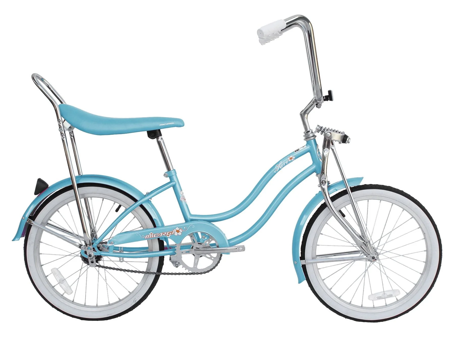 Wonder Wheels 20 Inch Women's Girls Beach Cruiser Lowrider Coaster Brake Single Speed Bicycle, Bike with Banana Seat Stainless Steel Spokes One Piece Crank Alloy Rims 36 H - Baby Blue