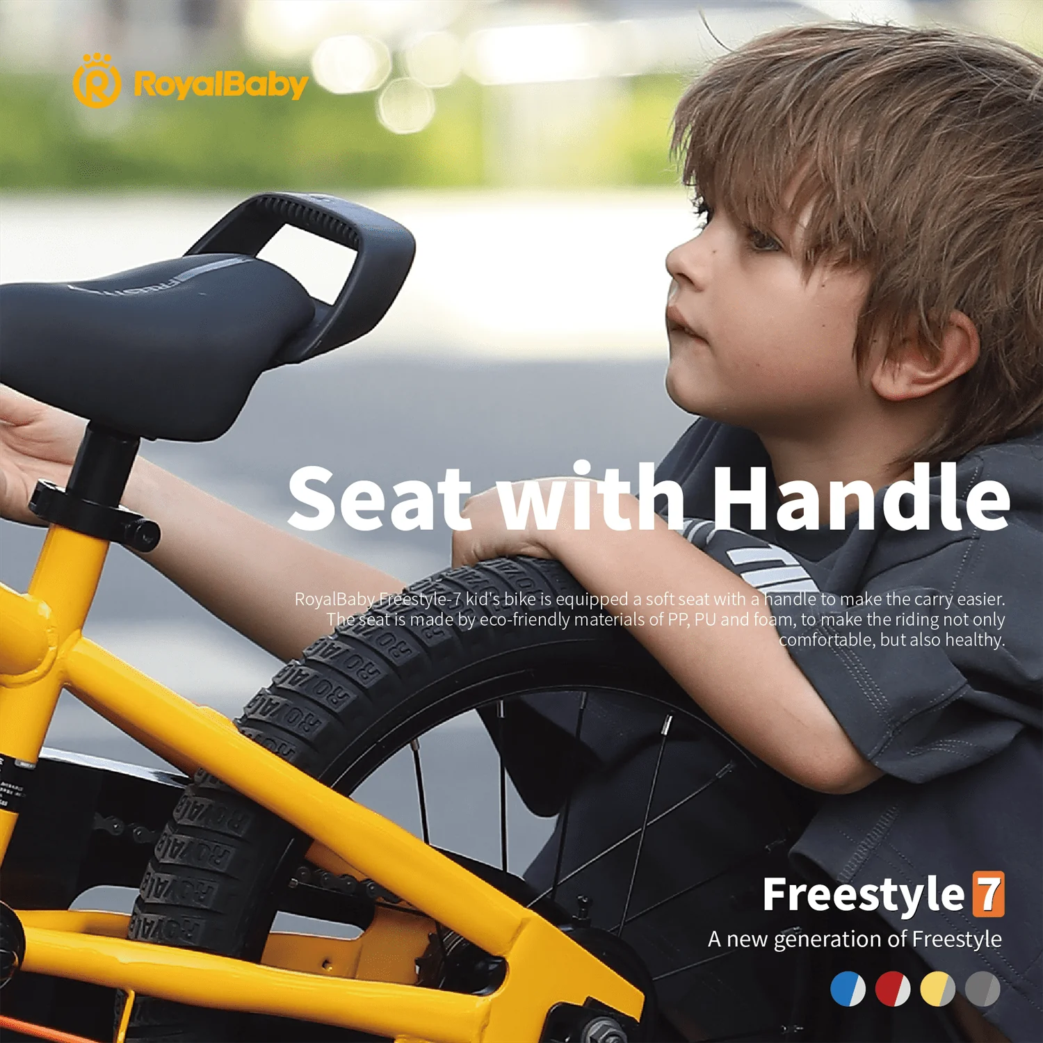 Royalbaby Freestyle 7 Kids Bike Toddlers 14 Inch Wheel Dual Handbrakes Bicycle Beginners Boys Girls Ages 3-5 Years, Kickstand and Water Bottle Included, Blue