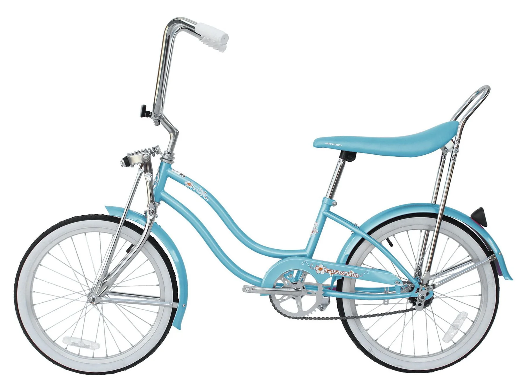 Wonder Wheels 20 Inch Women's Girls Beach Cruiser Lowrider Coaster Brake Single Speed Bicycle, Bike with Banana Seat Stainless Steel Spokes One Piece Crank Alloy Rims 36 H - Baby Blue