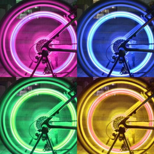 VALVE Bike Lights Bicycle Dust Cap Tyre Colour LED Neon Car Wheel Safety 1, 2, 4
