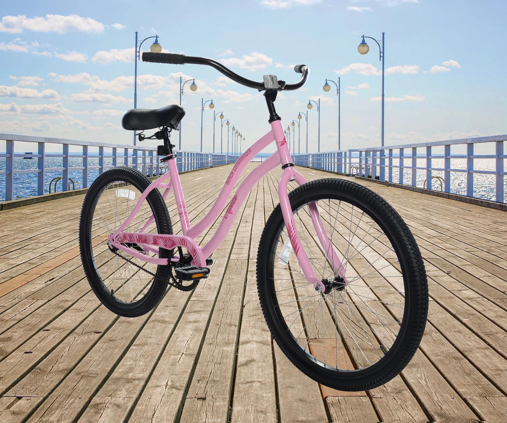 APOLLO Beach Commander, 24 In., Single Speed Cruiser Bike, Pink