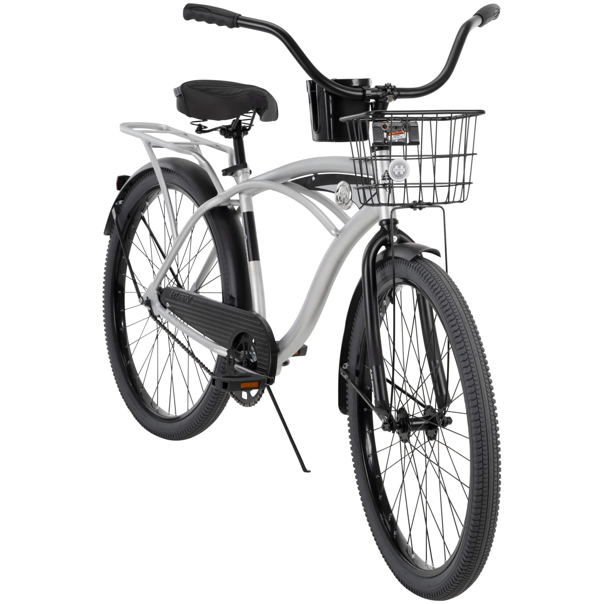 26 In. Nel Lusso Men’s Beach Cruiser Bike, Silver
