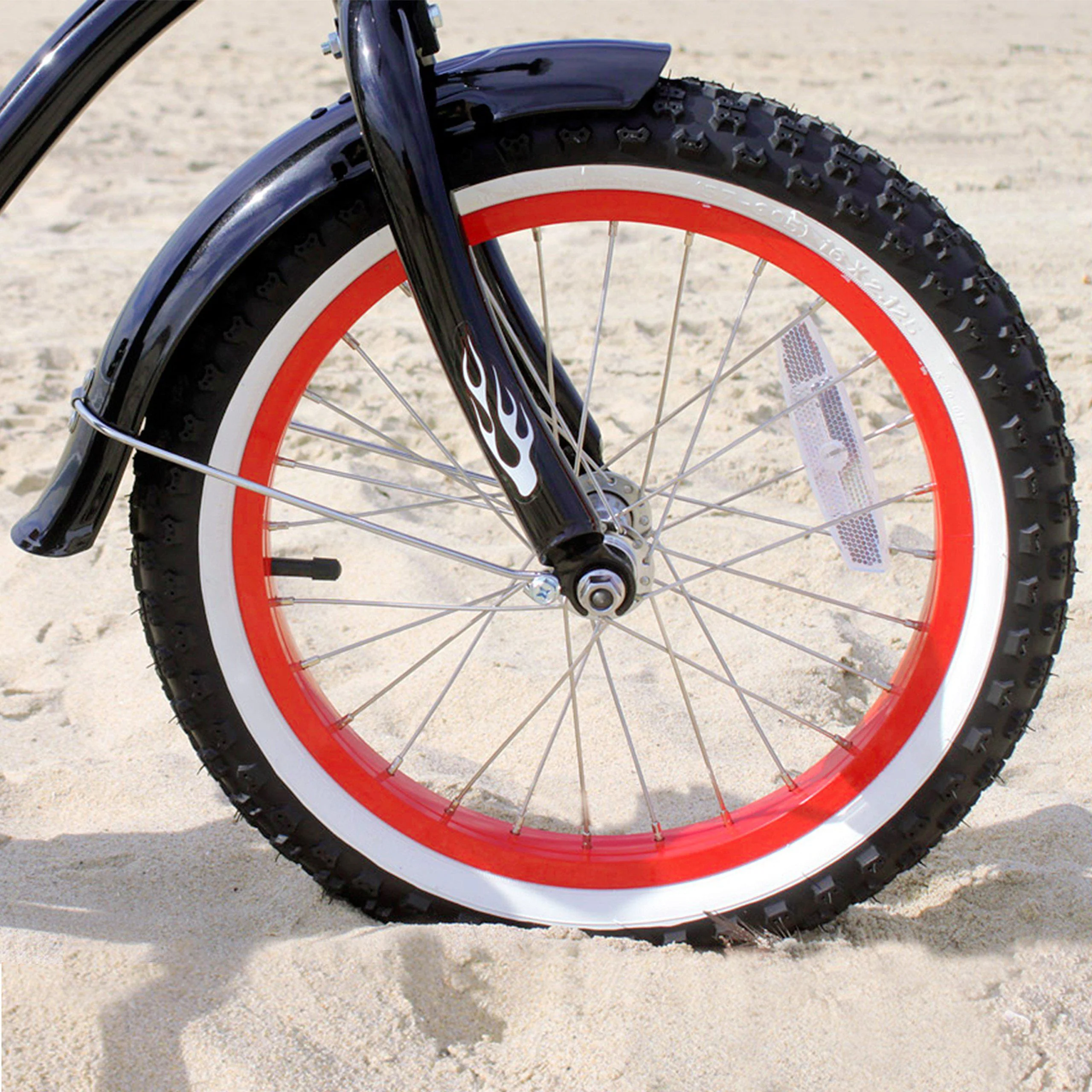 firmstrong bruiser boys single speed bicycle w/ training wheels, 16-inch, black w/ red rims