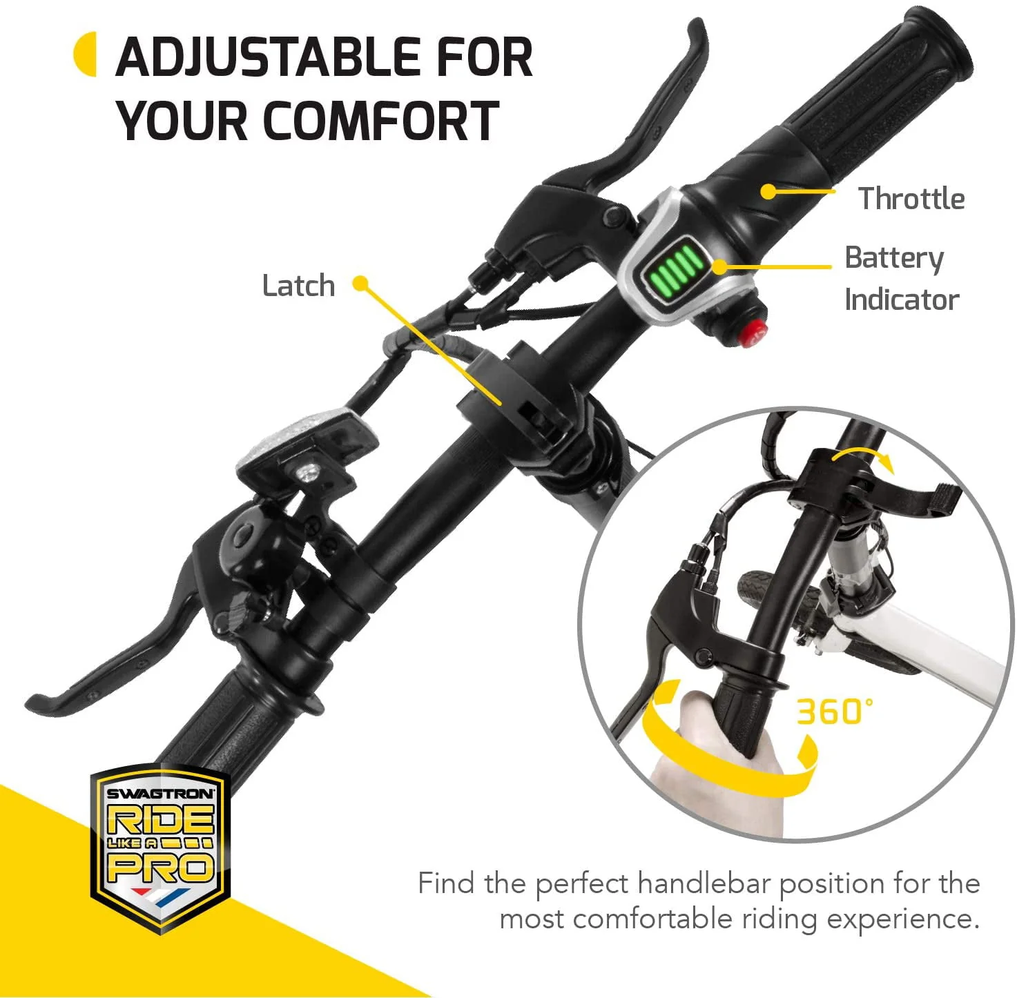 Swagtron Swagcycle EB5 Pro Plus Lightweight Aluminum Folding Electric Bike with Pedals (Recertified)