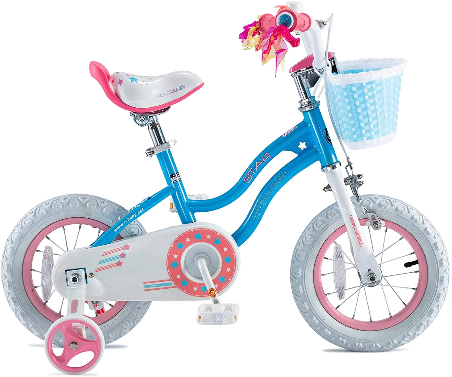 Royalbaby Girls Kids Bike Star girl 16 In. Bicycle Basket Training Wheels Kickstand Blue Child's Cycle
