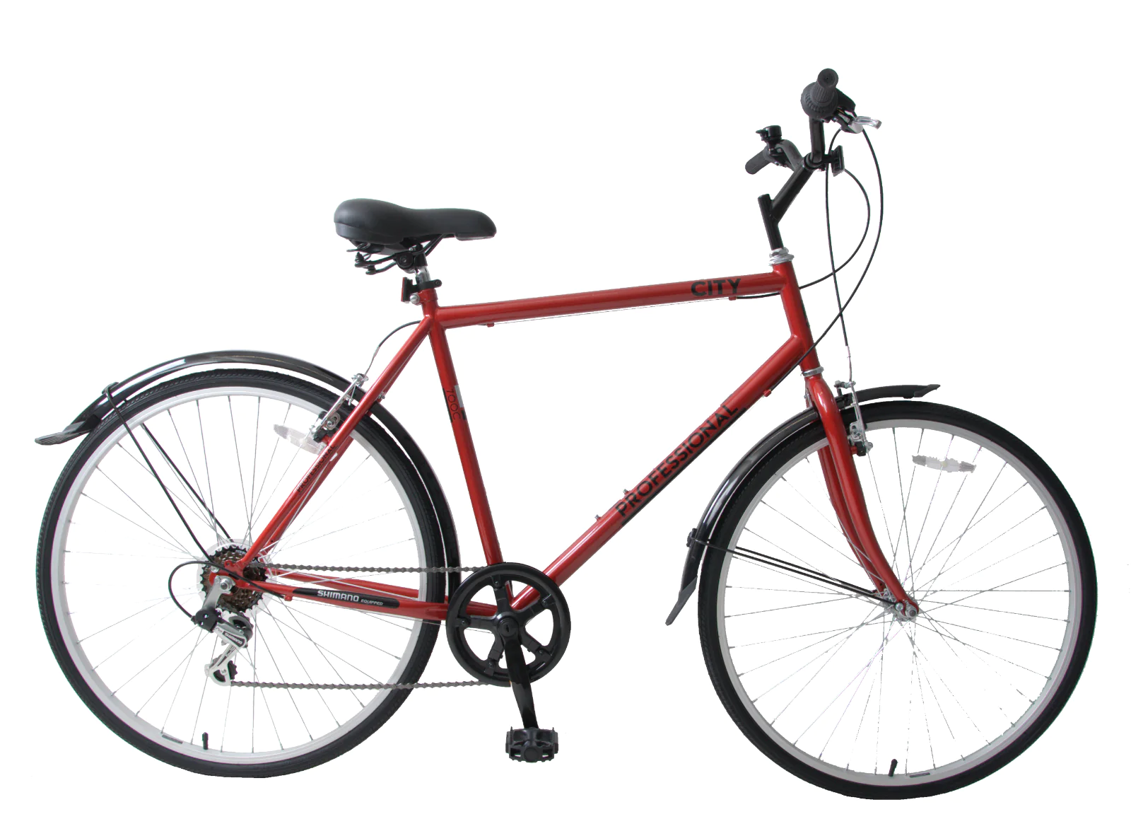 Professional City 700c Mens Hybrid 6 Speed 18" Frame Red Commute Bike Bicycle