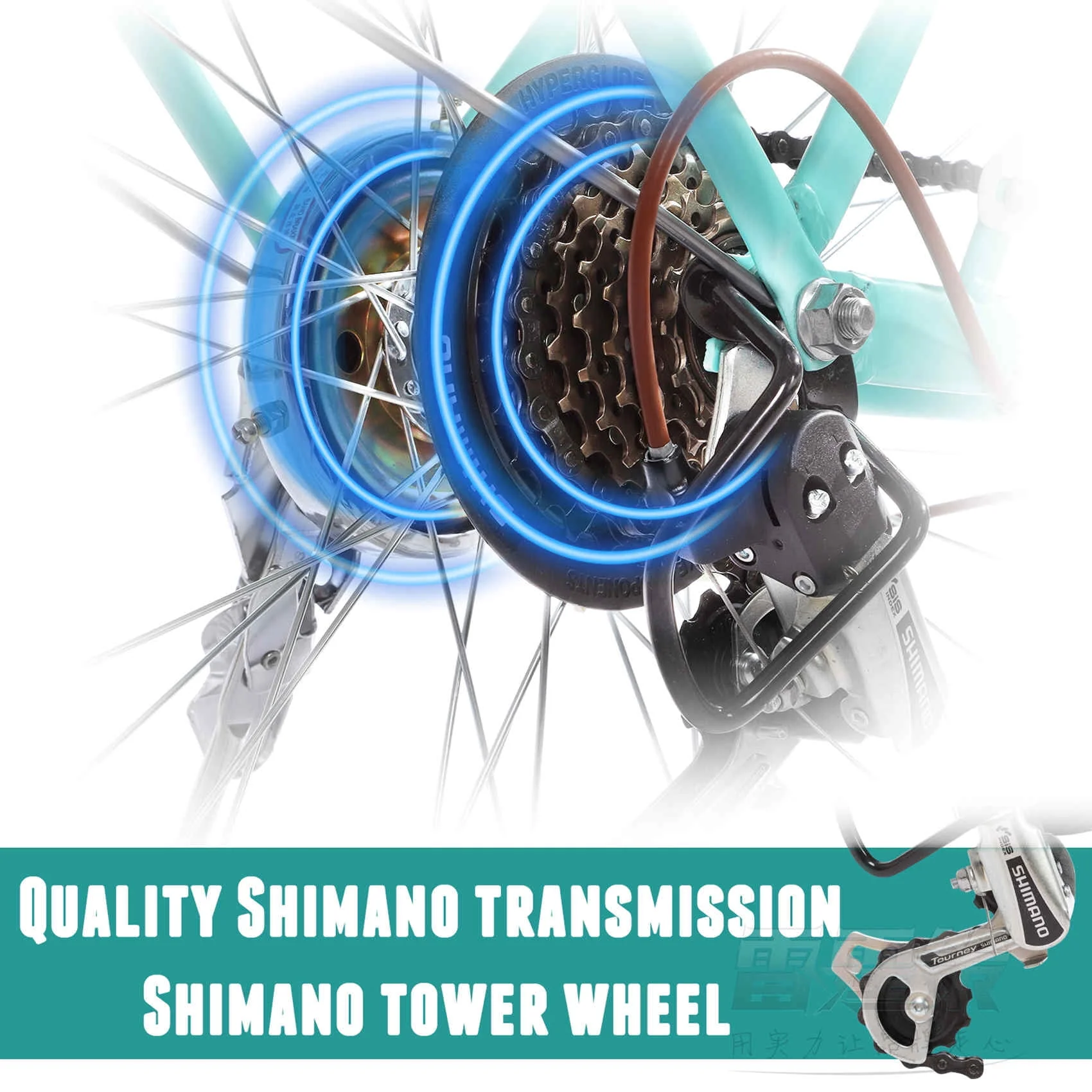 Dinling 26 inch Wheels Women's Commuter Bike, Shimano 7 Speed Adult Cruiser Bike Green