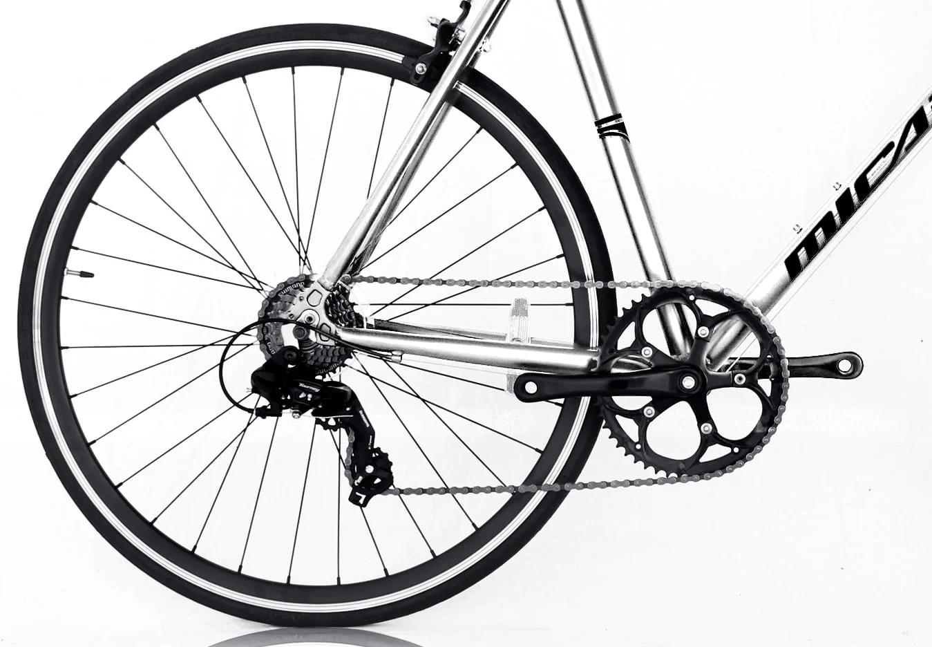 Wonder Wheels Road Bike 700C 53 cm Aluminum Frame White Shimano Tx-35 7 Speed Alloy Black Rims, Black Spokes 700C*1.5*14G*32H Tire: Black - White