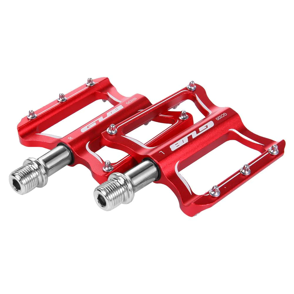2pcs GUB GC020-DU Aluminum Alloy Folding Mountain Bike Baring Pedals(Red)