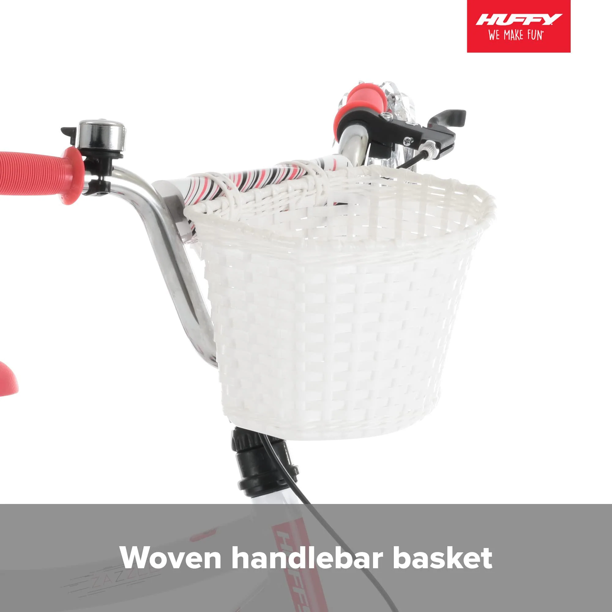 huffy zazzle 16 girls bike with basket and streamers, bell, training wheels, white