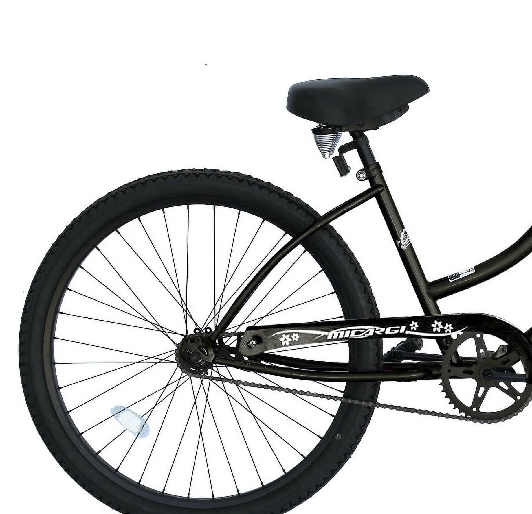 Wonder Wheels 26 In. Beach Cruiser Coaster Brake Single Speed Bicycle, Bike, Black Spokes One Piece Crank Alloy Black Rims 36 H - Black