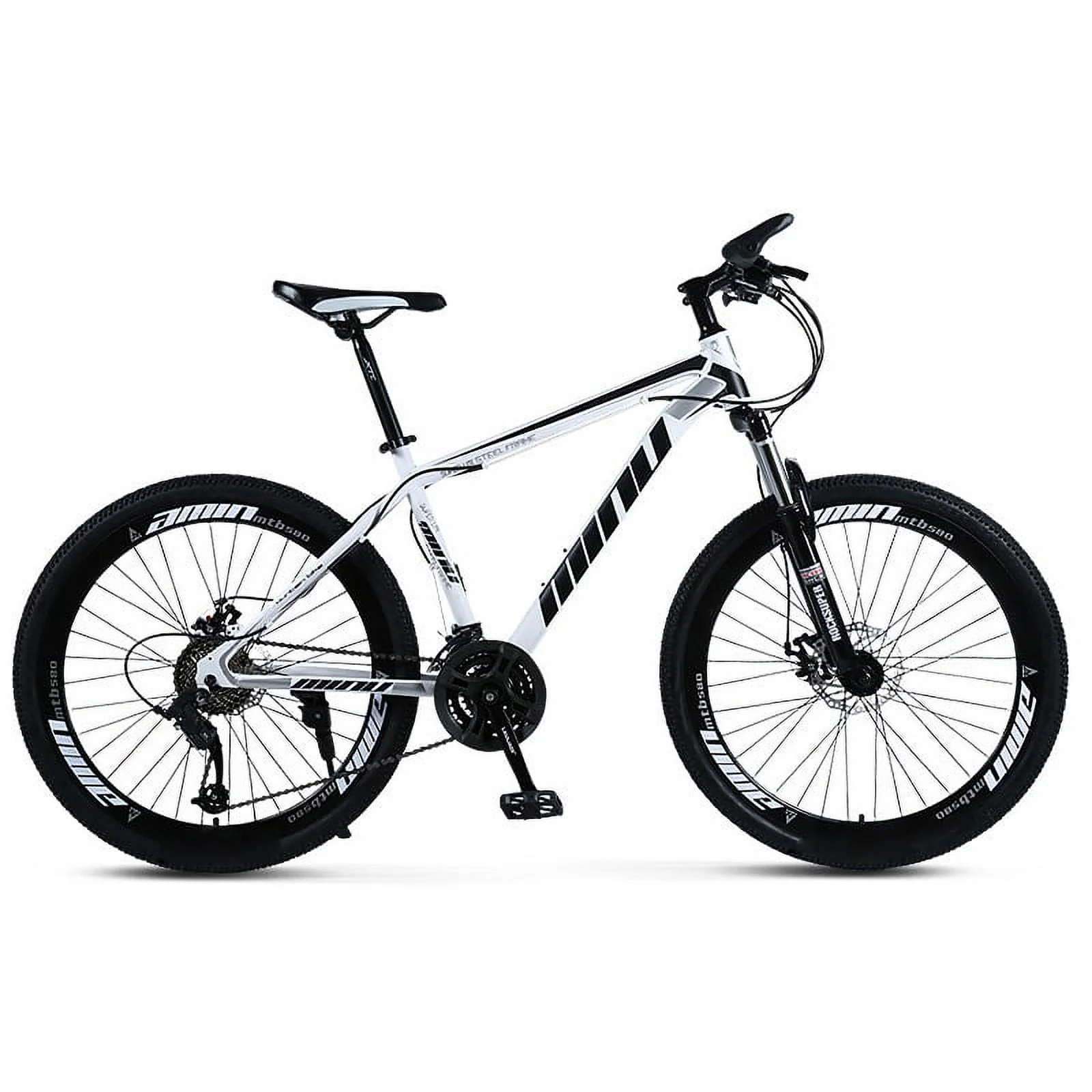 Mountain Bike for for Men and Women, 26-Inch Wheels, 21 Speed Drivetrain and Front Suspension, Dual Disc Brake and Adjustable Stem, Aluminum and Steel Frame, Youth/Adult Mountain Bike