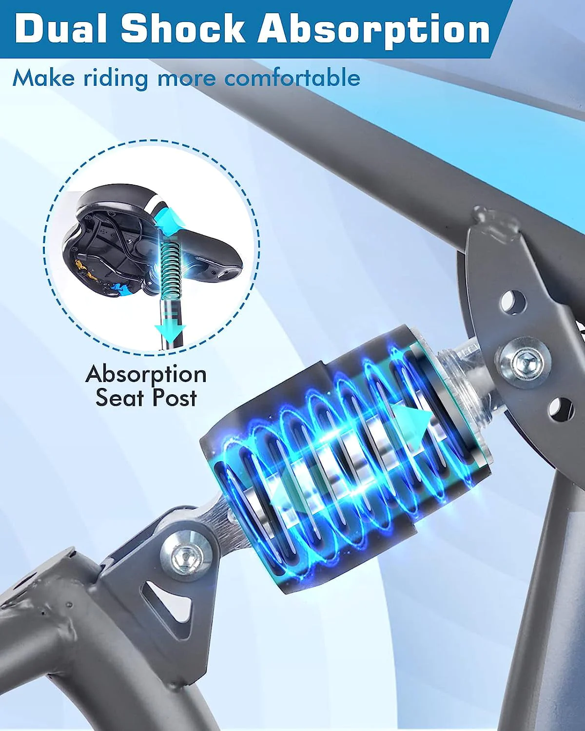 Zacro 26 Inch Folding Mountain Bike, 24 Speed Dual Disc Brake and Shock Absorbers Alloy Wheels Compact Mountain Bike for Men Women Adults Youth - Black Blue