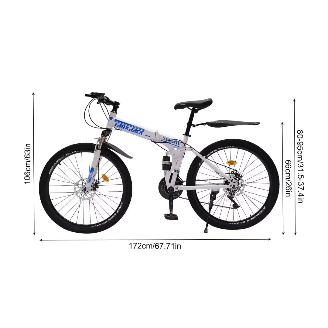 TFCFL 21-Speed Bike Folding Mountain Bike with Variable Speed Positioning Chain Large Footrest Folding Clip