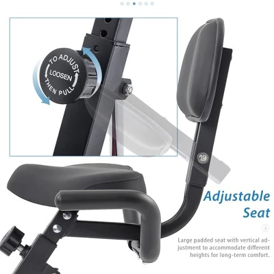 Folding Exercise Bike with 10-Level Adjustable Resistance, Arm Bands and Backrest-ModernLuxe