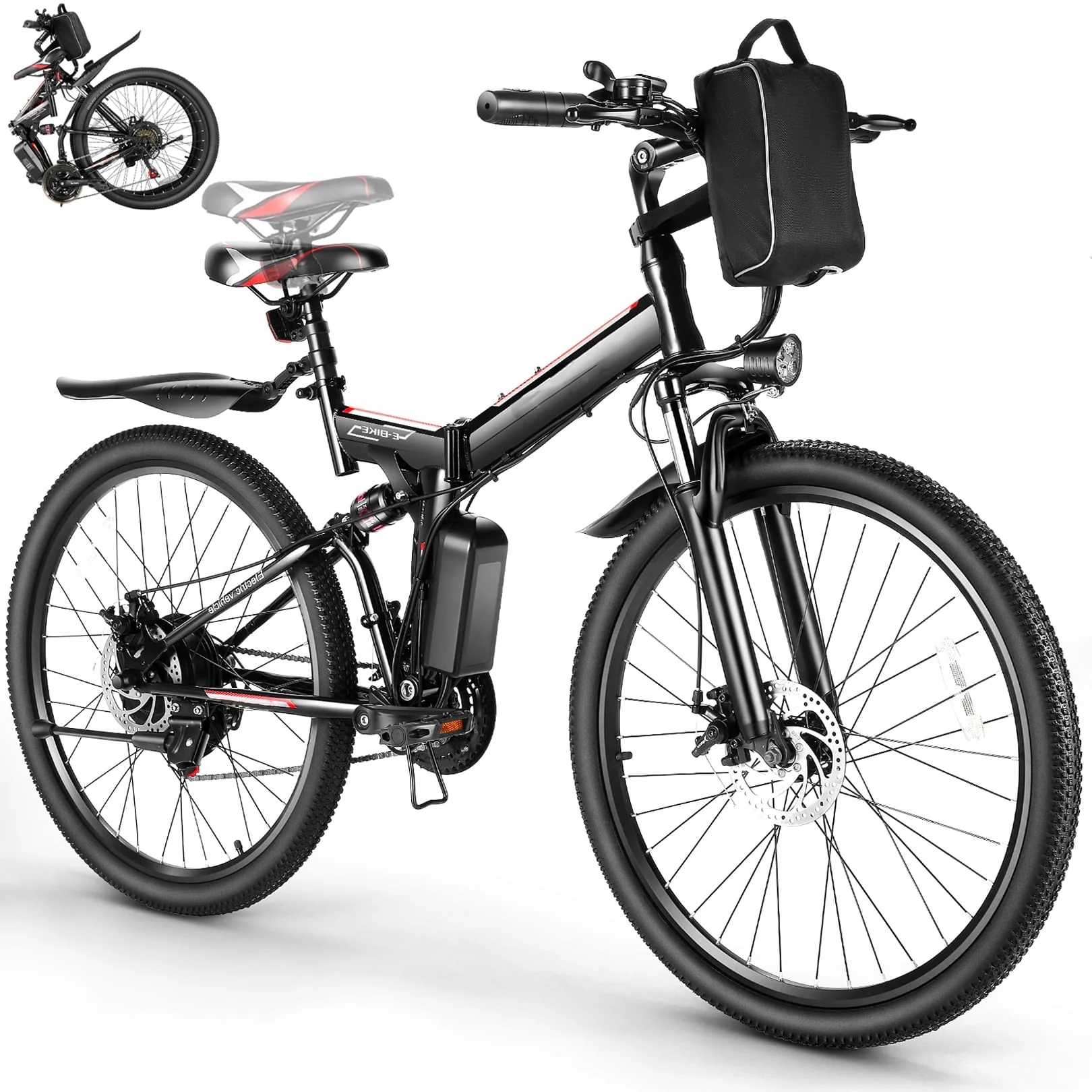 Gocio Adult Electric Bicycles Foldable Ebike, 500W 26