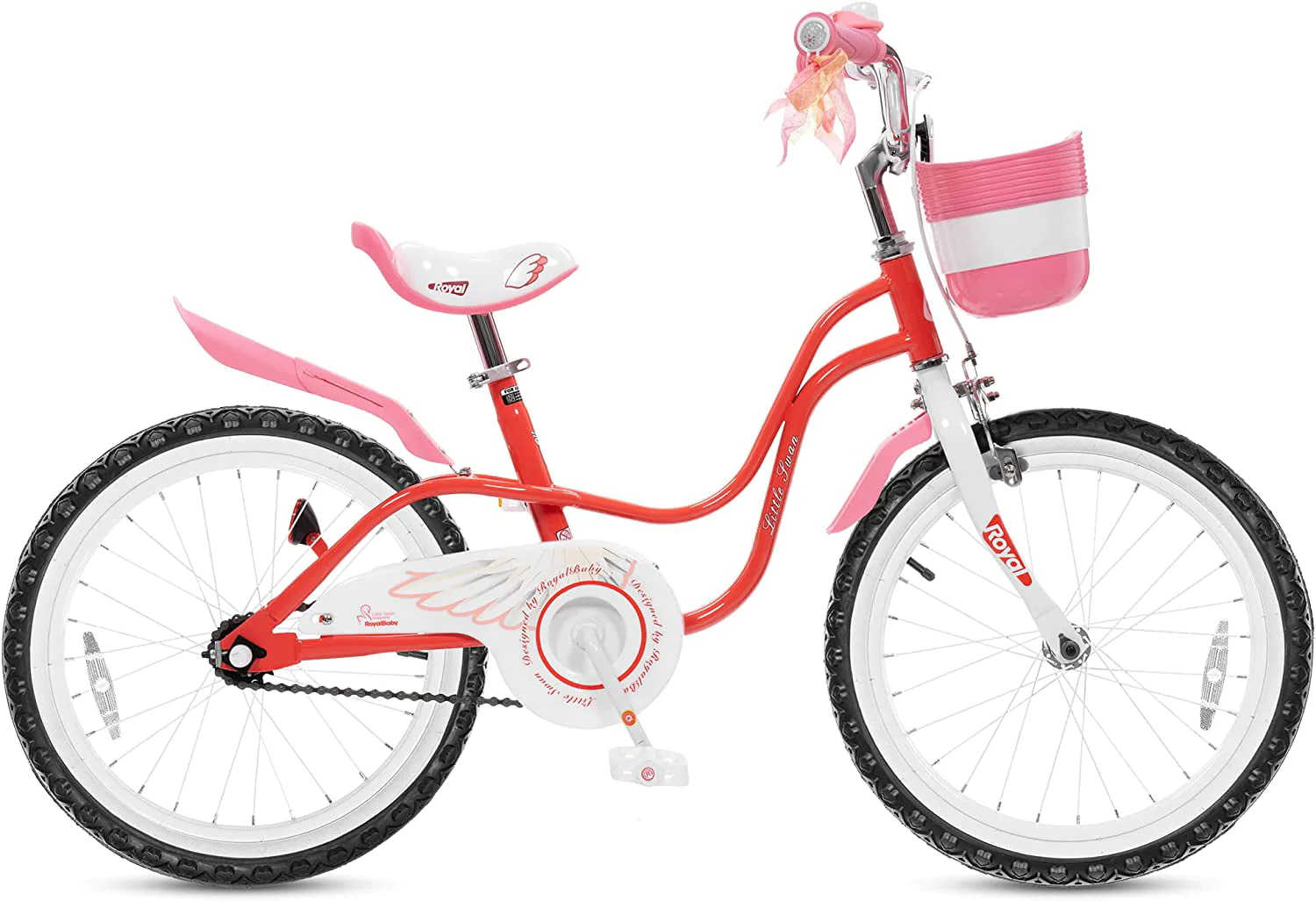 Royalbaby Little Swan Red 18 Girl's Bicycle with Training Wheels and Basket