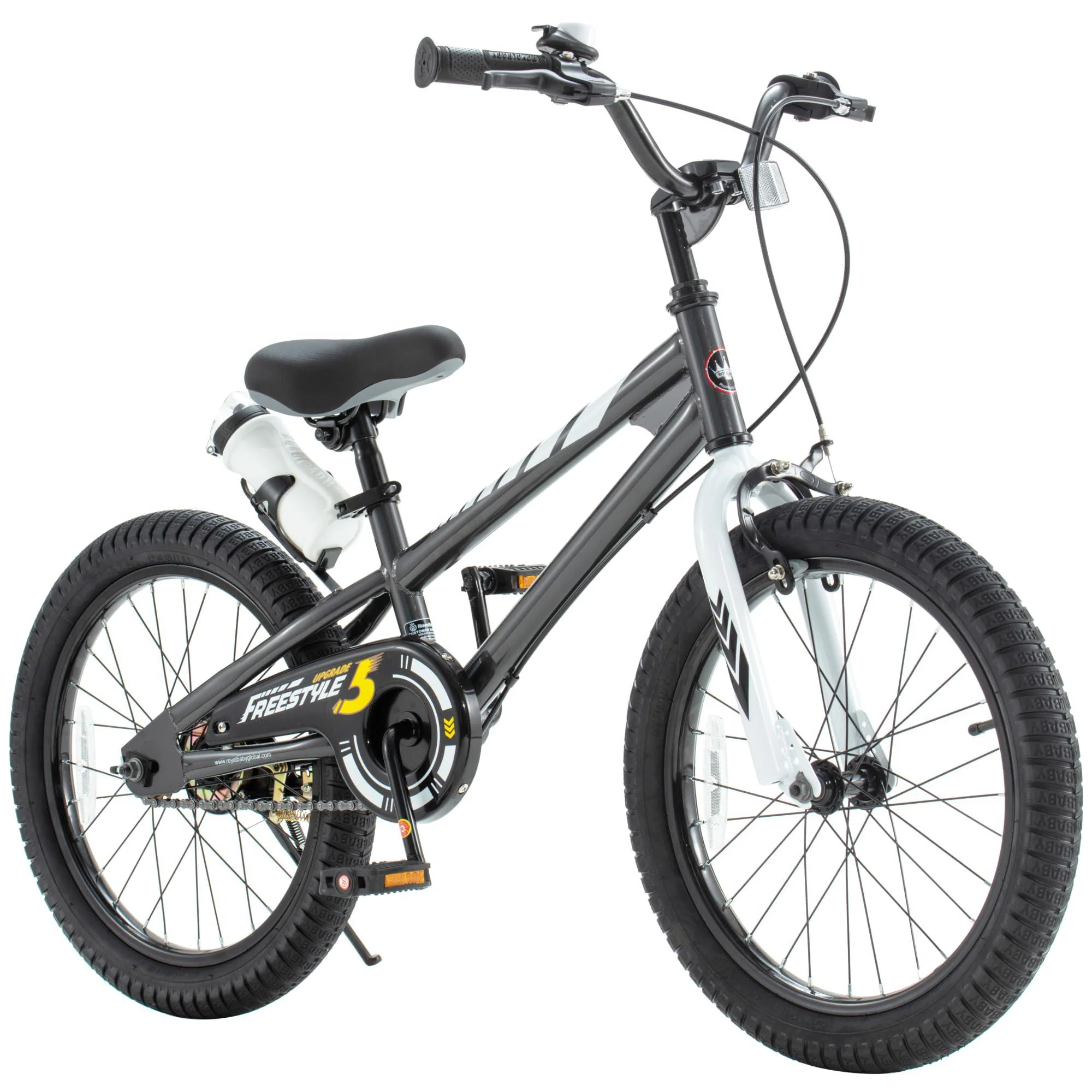 royalbaby freestyle dual handbrakes kids bike, 18 inch wheels learning bicycle for beginners boys girls age 5-9 years, white