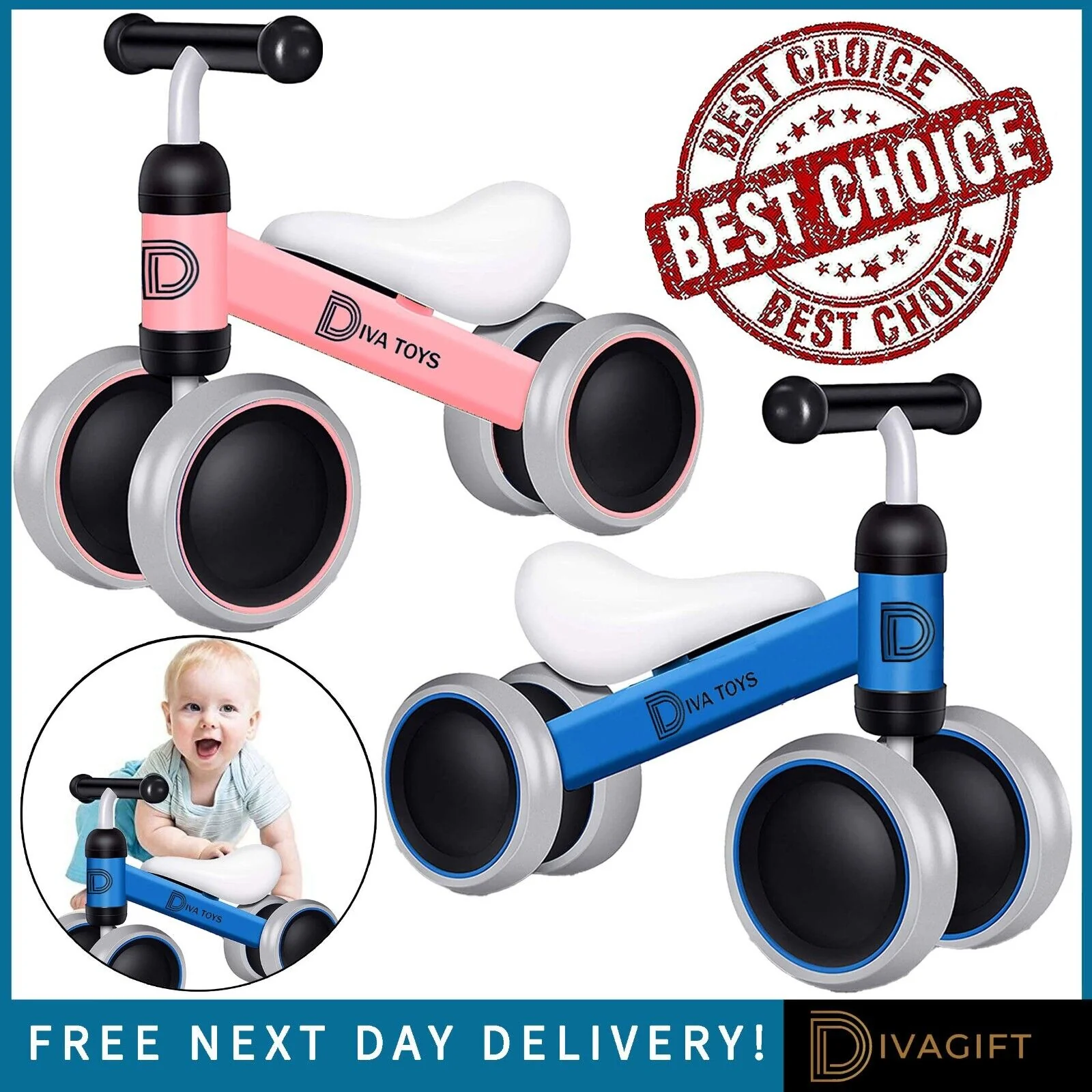 BABY BALANCE BIKE KIDS NO PEDALS TRIKE WALKER PUSH RIDE ON TODDLER BICYCLE NEW