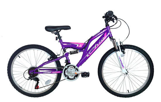 Dallingridge Chic MTB Girls Full Sus Mountain Bike 24" Wheel 6 Speed Purple