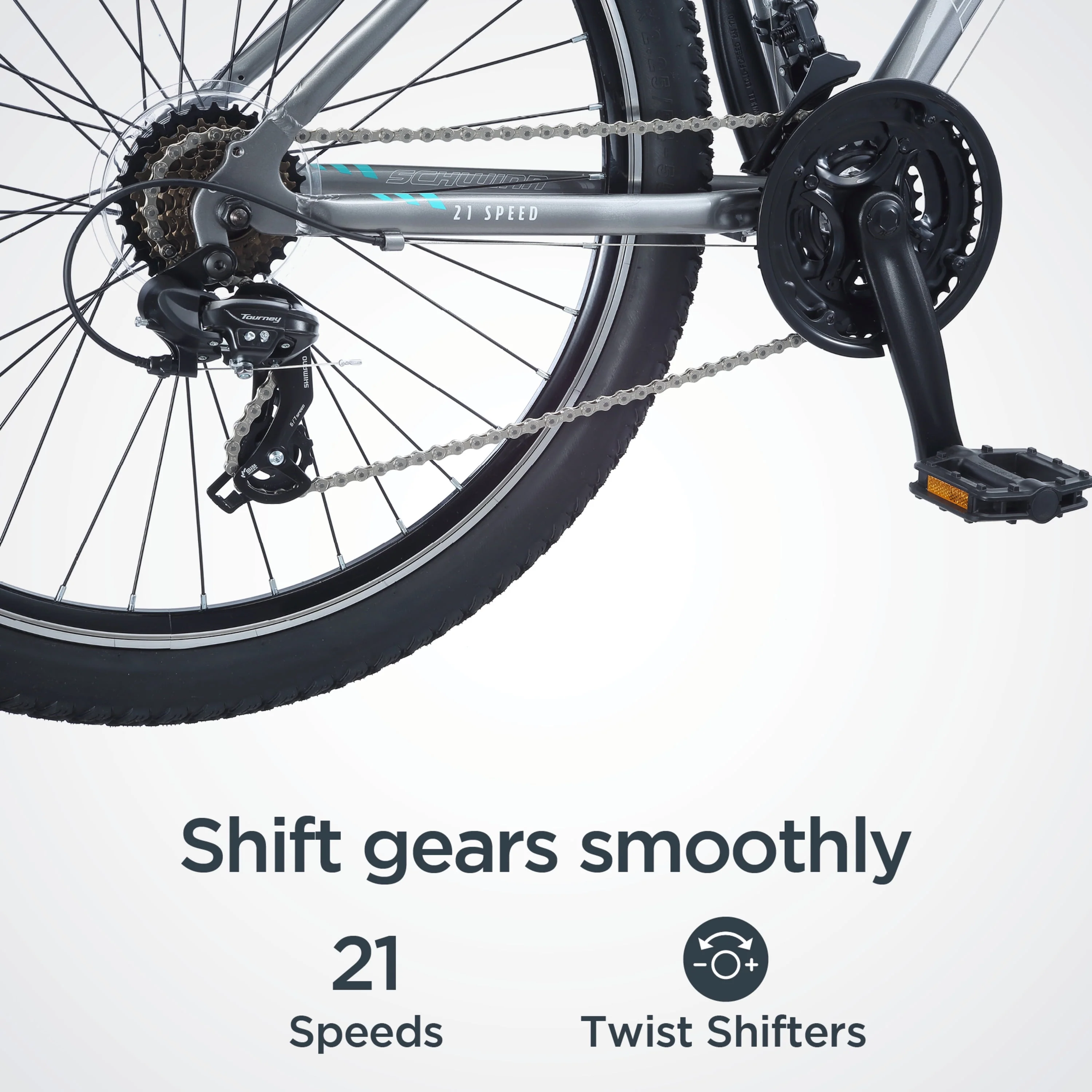 Sidewinder Mountain Bike, 26-inch wheels, womens frame, silver/blue