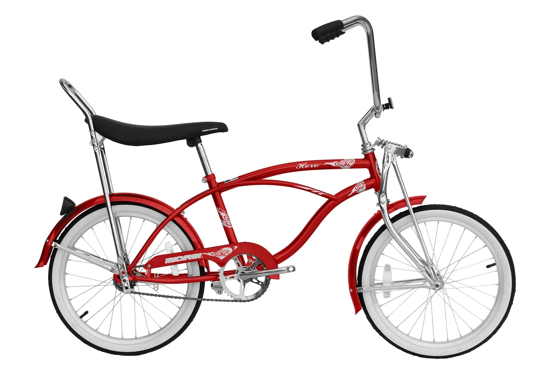 Wonder Wheels 20 In. Beach Cruiser Lowrider Coaster Brake Single Speed Bicycle, Bike With Banana Seat Stainless Steel Spokes One Piece Crank Alloy Rims 36 H - Red